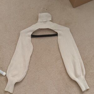 Zara Beige Ribbed Sweater Shrug